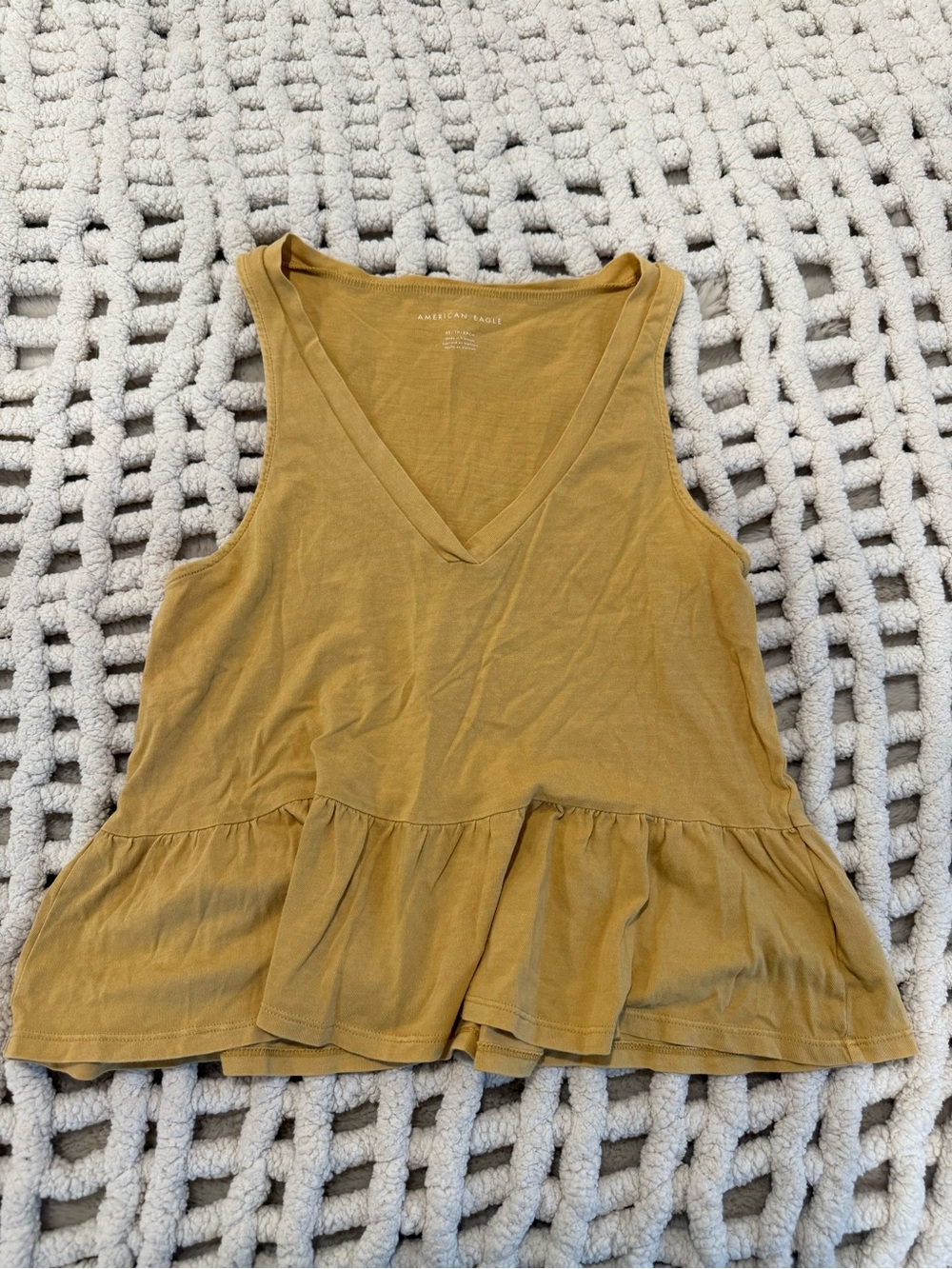 American Eagle Outfitters Mustard V-Neck Ruffle Hem Tank
